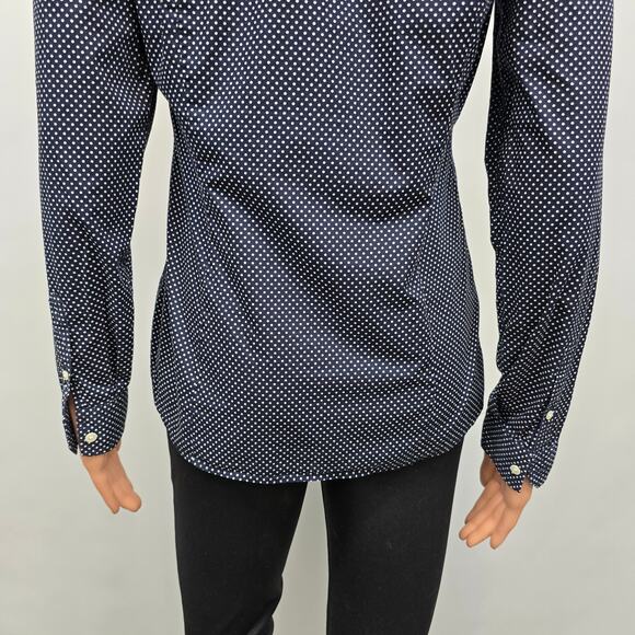 L.L.Bean Signature Collection Polka dot Button-up Shirt Size 4 Long sleeve Navy - Picture 10 of 12